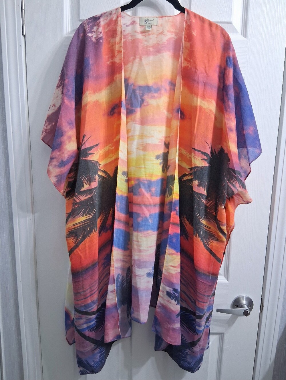 JC Sunny Tropical Island Sunset Kimono Coverup OS